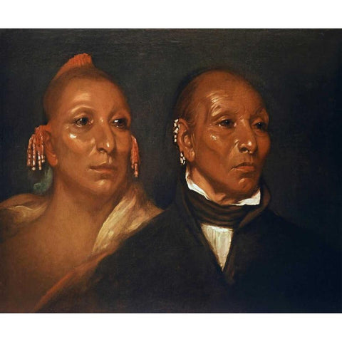 Blackhawk and his son Whirling Thunder Black Modern Wood Framed Art Print by Jarvis, J.W.