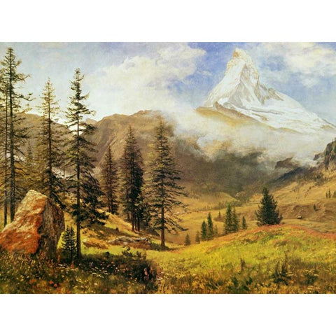 The Matterhorn Gold Ornate Wood Framed Art Print with Double Matting by Bierstadt, Albert