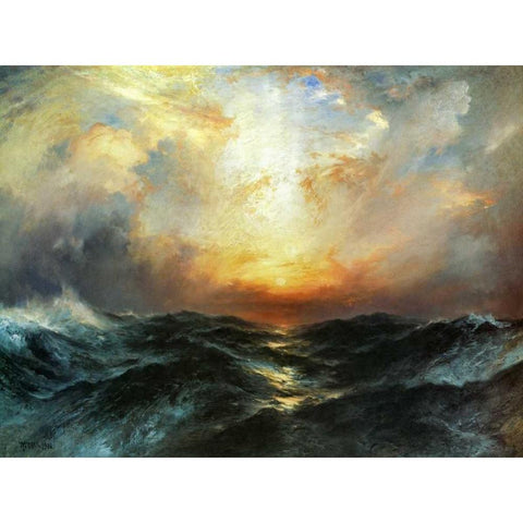 Seascape Black Modern Wood Framed Art Print with Double Matting by Moran, Thomas