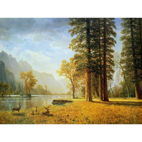 Hetch Hetchy Valley, California Gold Ornate Wood Framed Art Print with Double Matting by Bierstadt, Albert