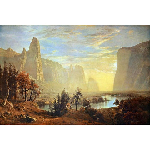Yosemite Valley Black Modern Wood Framed Art Print by Bierstadt, Albert