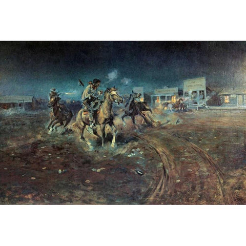 When Guns Speak Black Modern Wood Framed Art Print with Double Matting by Russell, Charles M.