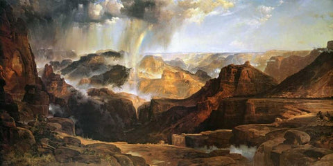 The Chasm of the Colorado Black Ornate Wood Framed Art Print with Double Matting by Moran, Thomas