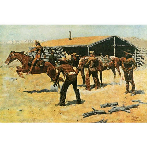 Coming and Going of the Pony Express White Modern Wood Framed Art Print by Remington, Frederic