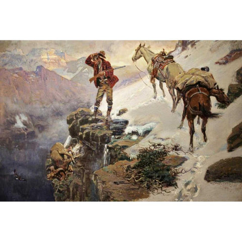 Meats Not Meat Til Its In The Pan Black Modern Wood Framed Art Print with Double Matting by Russell, Charles M.