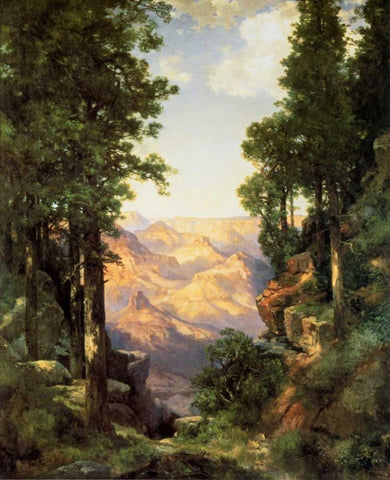 The Grand Canyon 1919 White Modern Wood Framed Art Print with Double Matting by Moran, Thomas
