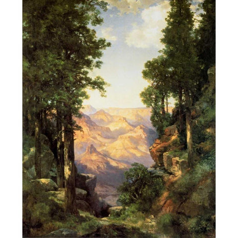 The Grand Canyon 1919 White Modern Wood Framed Art Print by Moran, Thomas