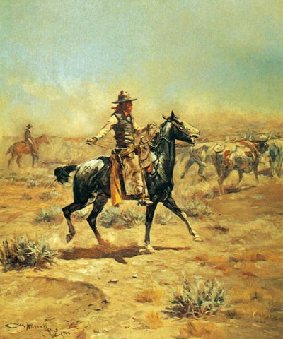 Through the Alkali Black Ornate Wood Framed Art Print with Double Matting by Russell, Charles M.