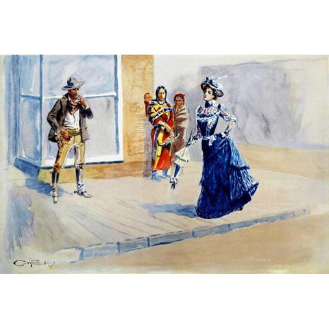 When East Meets West Gold Ornate Wood Framed Art Print with Double Matting by Russell, Charles M.