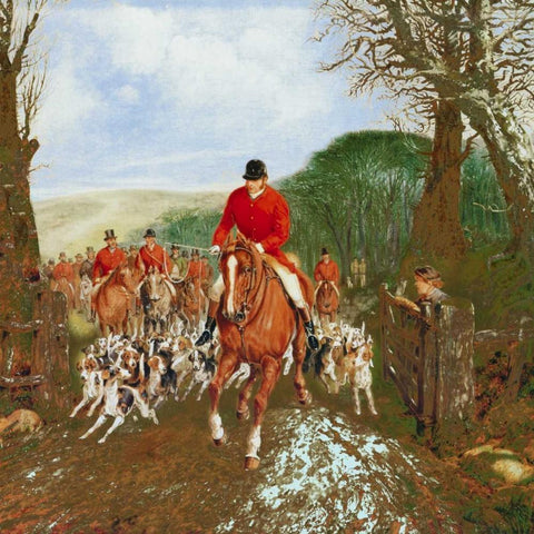 A Hunt Going Through A Gate White Modern Wood Framed Art Print with Double Matting by Alken, Henry Jr.