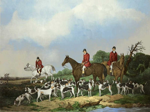 The Old Berkshire Hunt Black Ornate Wood Framed Art Print with Double Matting by Goode