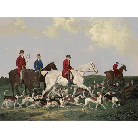 Earl Of Derbys Stag Hounds Black Modern Wood Framed Art Print with Double Matting by Barenger