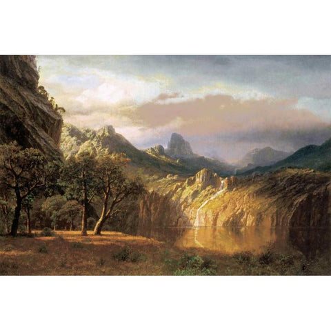 In the Valley Gold Ornate Wood Framed Art Print with Double Matting by Bierstadt, Albert