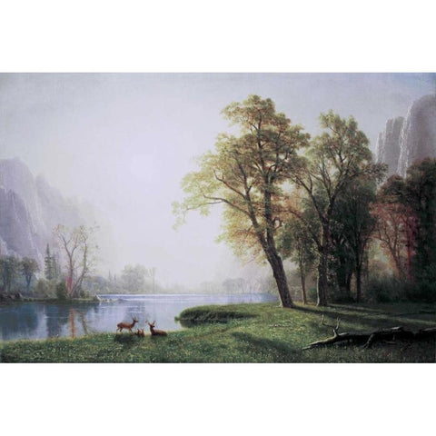 King River Canyon, California White Modern Wood Framed Art Print by Bierstadt, Albert