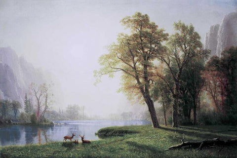 King River Canyon, California Black Ornate Wood Framed Art Print with Double Matting by Bierstadt, Albert