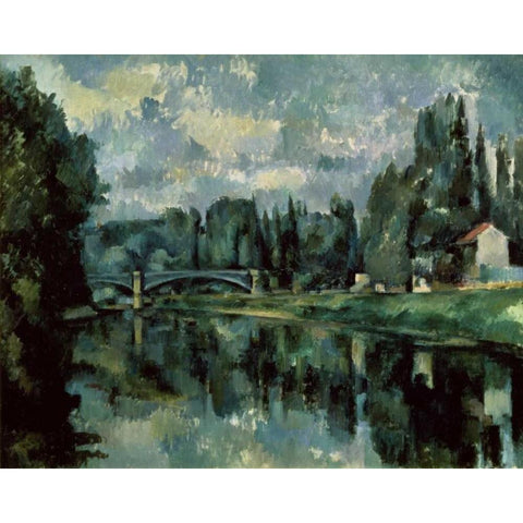 The Banks Of Marne Gold Ornate Wood Framed Art Print with Double Matting by Cezanne, Paul