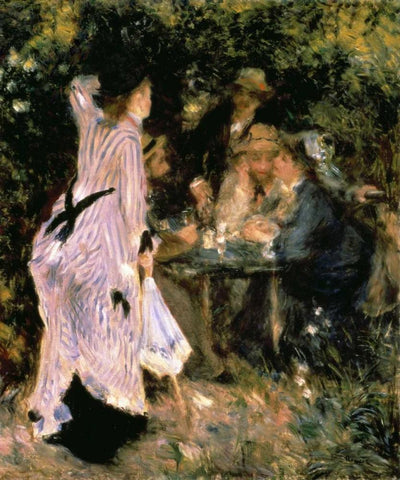 Au Jardin Du Moulin Black Ornate Wood Framed Art Print with Double Matting by Renoir, Pierre-Auguste