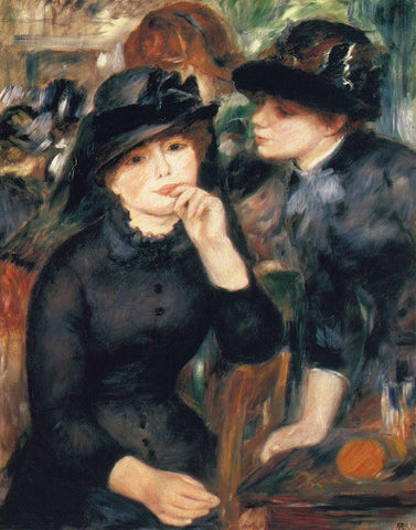 Girls In Black White Modern Wood Framed Art Print with Double Matting by Renoir, Pierre-Auguste