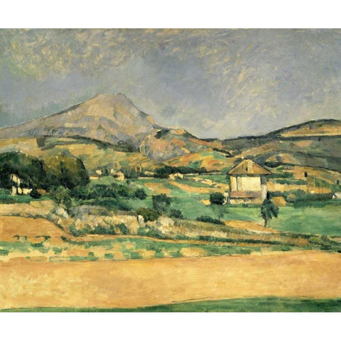 A View Over Mont St. Victoire Black Modern Wood Framed Art Print by Cezanne, Paul