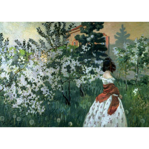 Spring Black Modern Wood Framed Art Print with Double Matting by Borisov-Musatov, Viktor E.