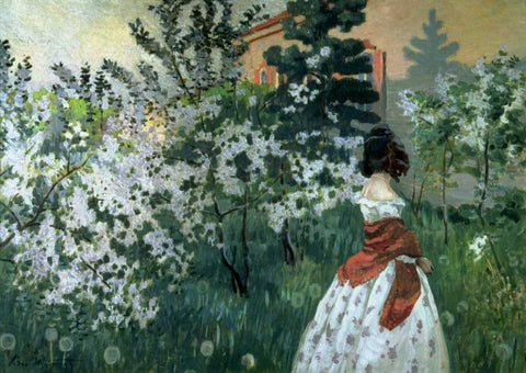 Spring White Modern Wood Framed Art Print with Double Matting by Borisov-Musatov, Viktor E.