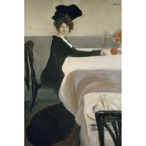 Le Souper Black Modern Wood Framed Art Print by Bakst, Leon