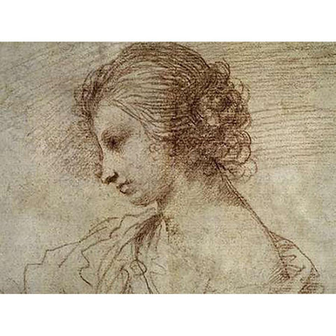 Profile of a Woman White Modern Wood Framed Art Print by Guercino