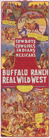 Cowboys, Cowgirls, Indians Black Ornate Wood Framed Art Print with Double Matting by Anonymous