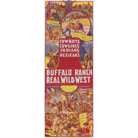 Cowboys, Cowgirls, Indians Black Modern Wood Framed Art Print by Anonymous