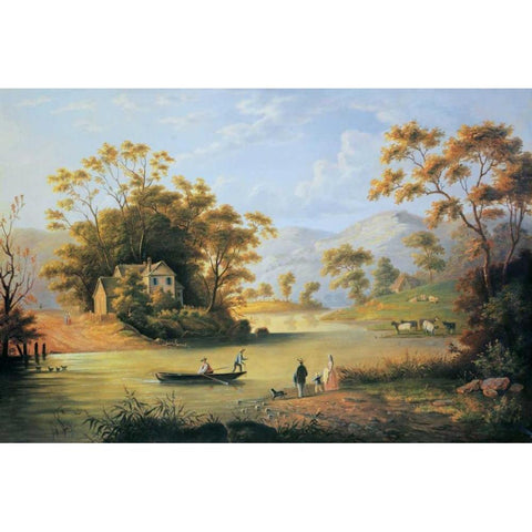 Boating On The Hudson White Modern Wood Framed Art Print by Audubon, John Woodhouse