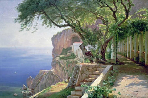 Amalfi Black Ornate Wood Framed Art Print with Double Matting by Aagaard, Carl Frederic