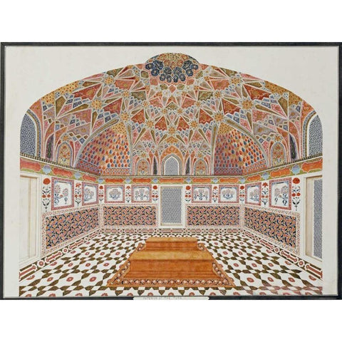 Interior of The Tomb of Etahmadowlah White Modern Wood Framed Art Print by Agra School