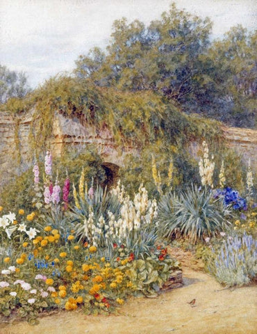 Gertrude Jekylls Garden, Munstead Wood White Modern Wood Framed Art Print with Double Matting by Allingham, Helen