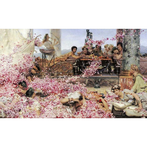 The Roses of Heliogabalus Gold Ornate Wood Framed Art Print with Double Matting by Alma-Tadema, Sir Lawrence
