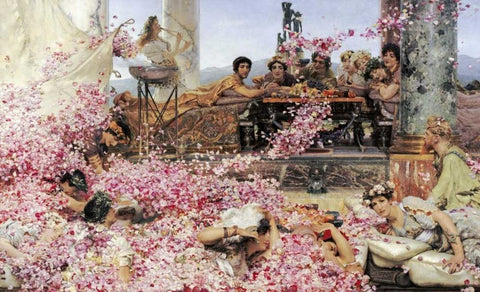 The Roses of Heliogabalus White Modern Wood Framed Art Print with Double Matting by Alma-Tadema, Sir Lawrence