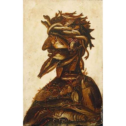 The Four Elements - Water Gold Ornate Wood Framed Art Print with Double Matting by Arcimboldo, Giuseppe