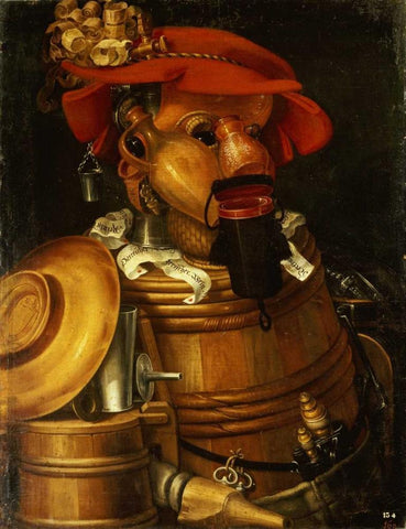 The Waiter: Winemaking White Modern Wood Framed Art Print with Double Matting by Arcimboldo, Giuseppe