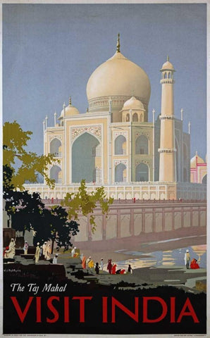 Visit India, The Taj Mahal White Modern Wood Framed Art Print with Double Matting by Bagdatopoulus, William Spencer