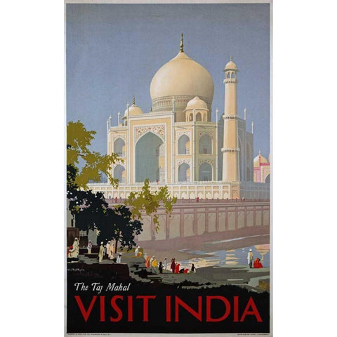 Visit India, The Taj Mahal Gold Ornate Wood Framed Art Print with Double Matting by Bagdatopoulus, William Spencer