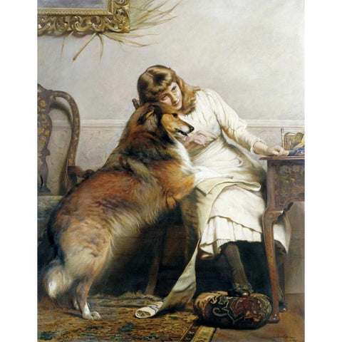 Sweethearts White Modern Wood Framed Art Print by Barber, Charles Burton