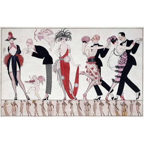 The Tango White Modern Wood Framed Art Print by Barbier, Georges