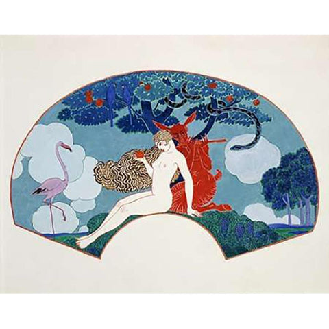 Eve Gold Ornate Wood Framed Art Print with Double Matting by Barbier, Georges