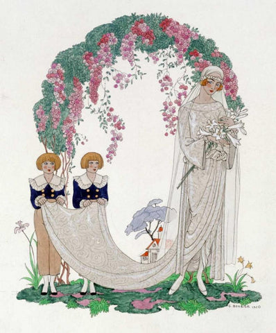 The Bride White Modern Wood Framed Art Print with Double Matting by Barbier, Georges