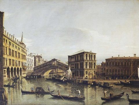 The Grand Canal, Venice White Modern Wood Framed Art Print with Double Matting by Bellotto, Bernardo