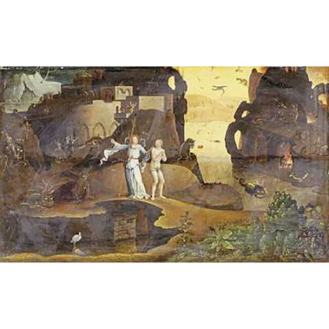 An Angel With a Soul at The Edge of Hell Gold Ornate Wood Framed Art Print with Double Matting by Bosch, Hieronymus