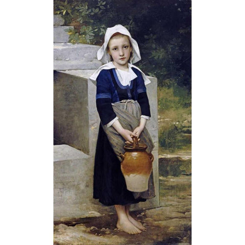 La Fille DEau Black Modern Wood Framed Art Print with Double Matting by Bouguereau, William-Adolphe