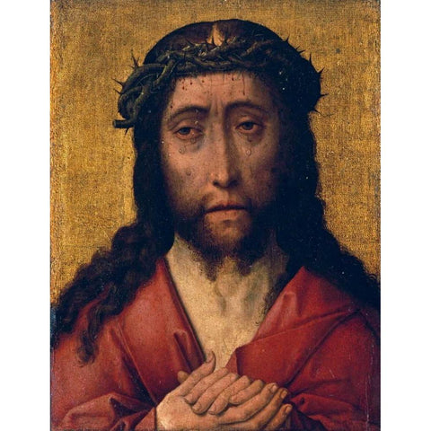 Christ, The Man of Sorrows Black Modern Wood Framed Art Print with Double Matting by Bouts, Aelbrecht