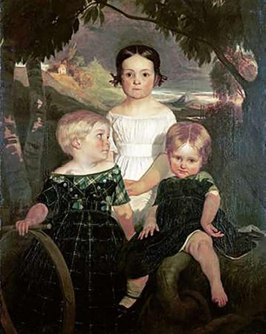 The Bromley Children Black Ornate Wood Framed Art Print with Double Matting by Brown, Ford Maddox