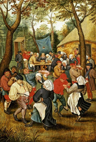 The Wedding Feast White Modern Wood Framed Art Print with Double Matting by Bruegel, Pieter the Elder