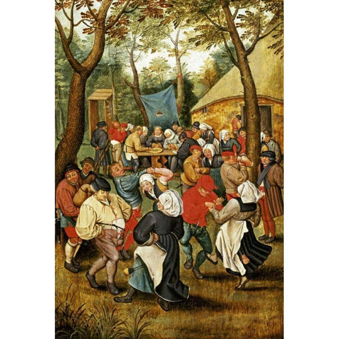 The Wedding Feast Gold Ornate Wood Framed Art Print with Double Matting by Bruegel, Pieter the Elder